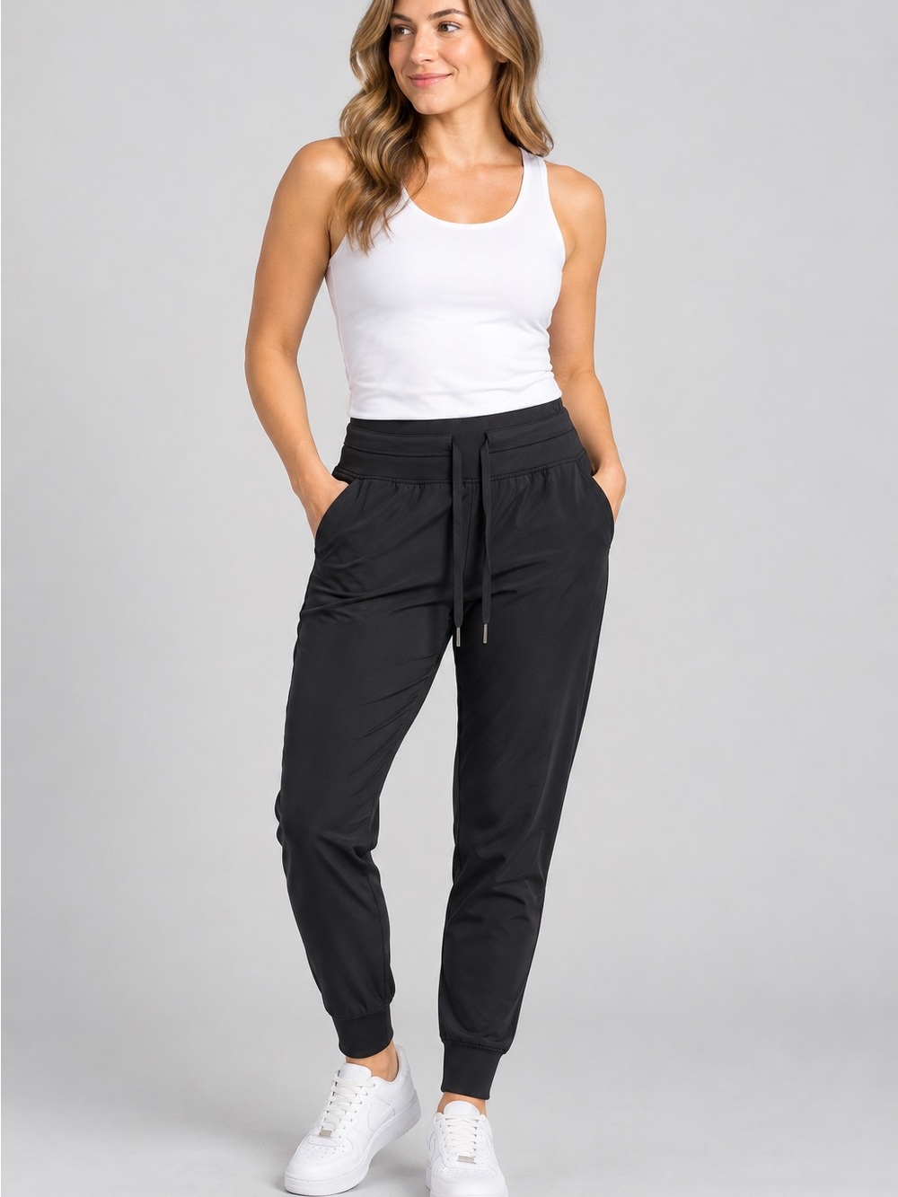 ZYIA Black Drawcord Jogger Pants Medium